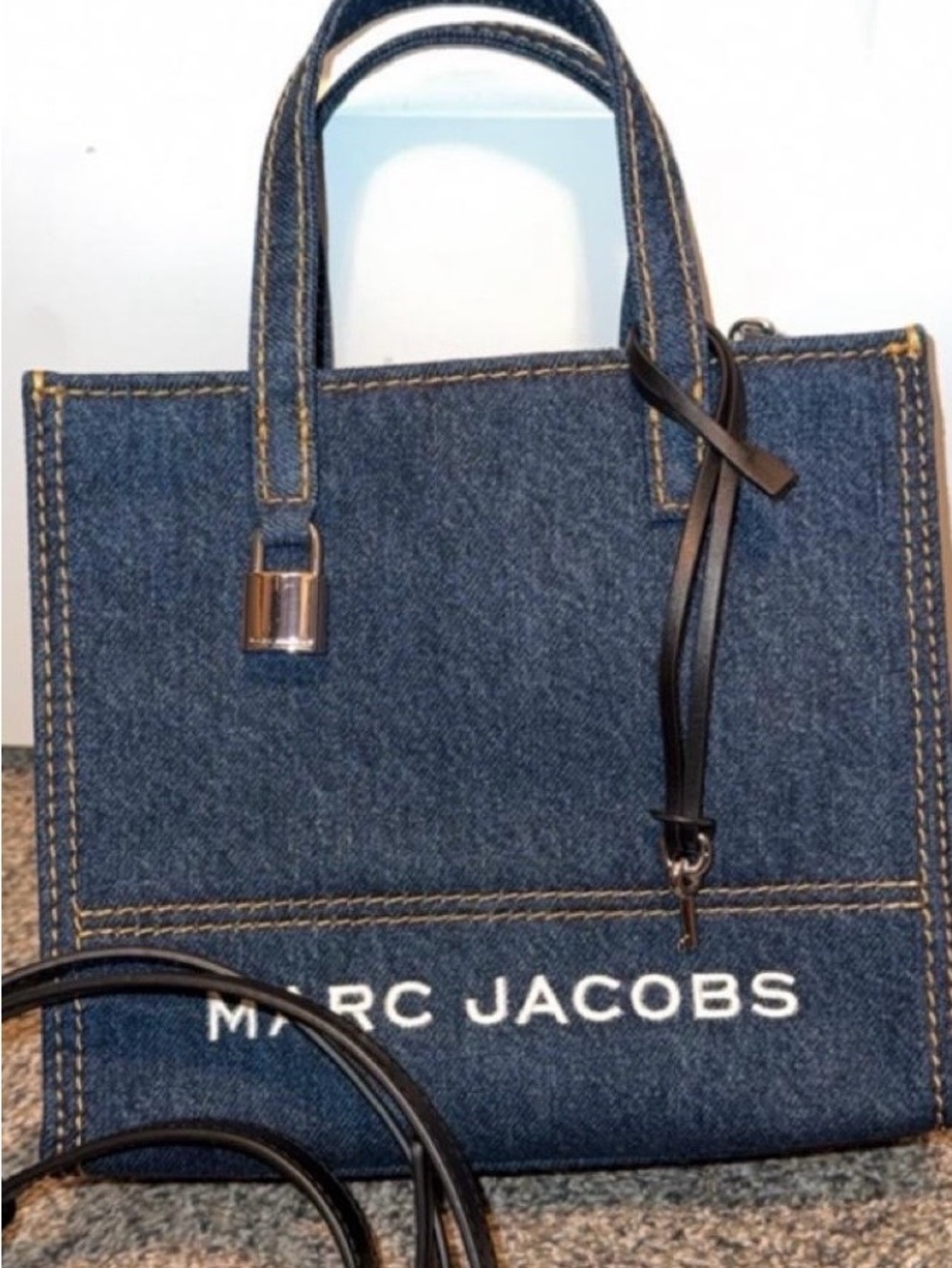 Marc Jacobs Denim Tote - Dark Blue with Black Trim
